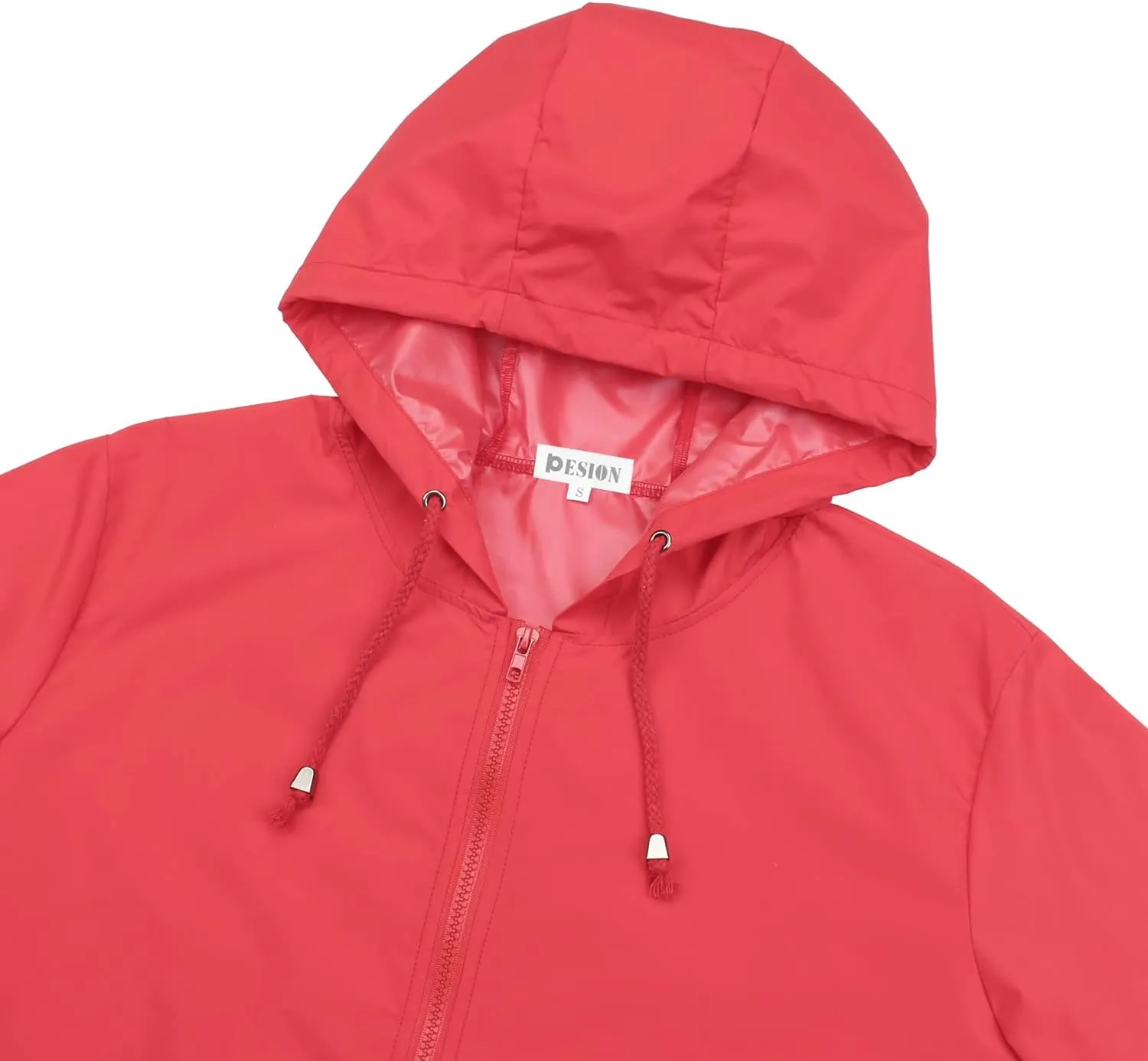 PESION Women's Waterproof Raincoat Lightweight Rain Jacket Hooded Windbreaker with Pocket for Outdoor