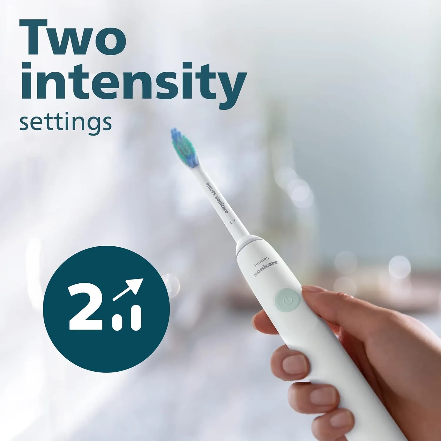 PHILIPS Sonicare 2100 Power Toothbrush, Rechargeable Electric Toothbrush, White Mint, HX3661/04