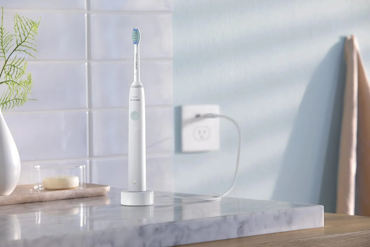 PHILIPS Sonicare 2100 Power Toothbrush, Rechargeable Electric Toothbrush, White Mint, HX3661/04