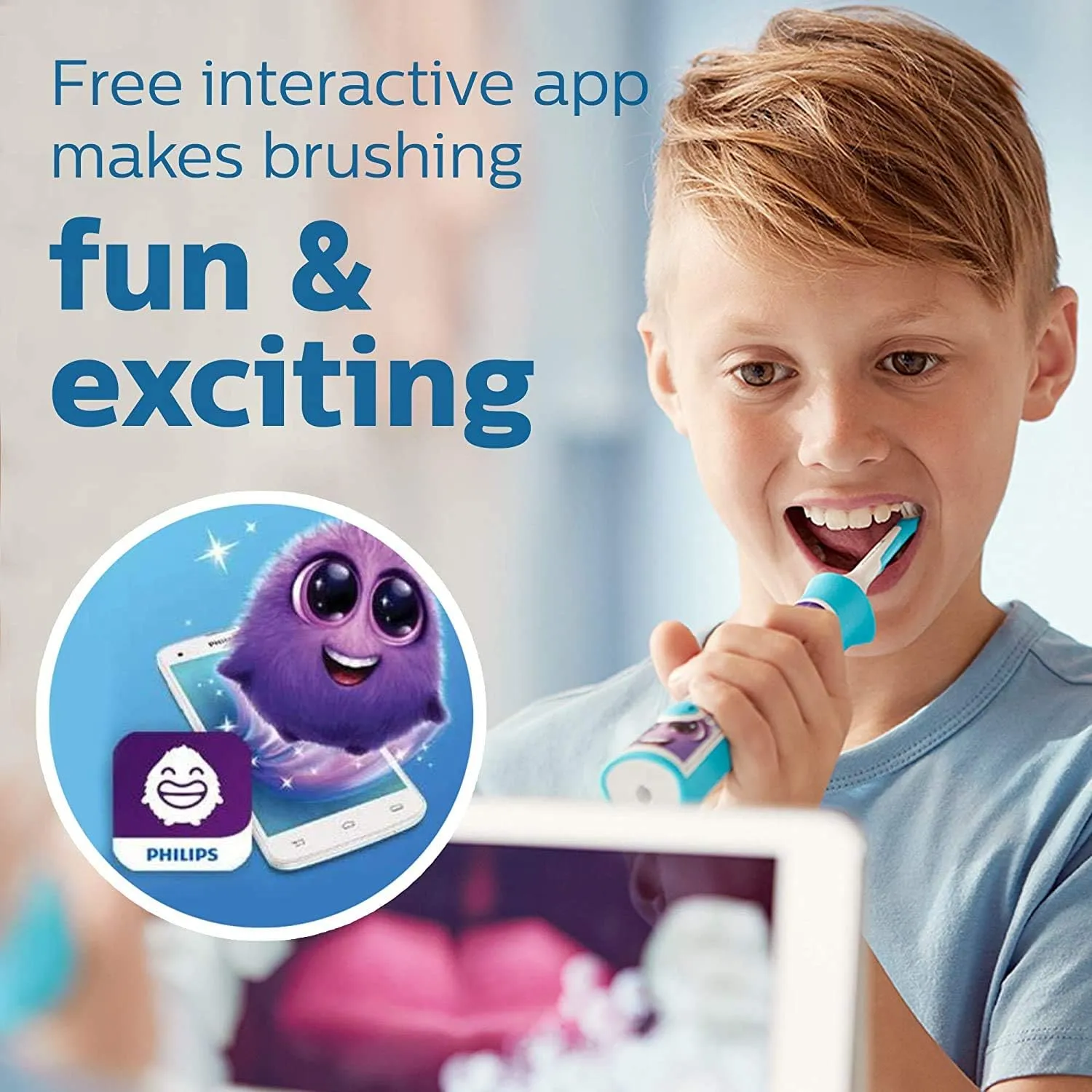 Philips Sonicare for Kids 3  Bluetooth Connected Rechargeable Electric Power Toothbrush, Interactive for Better Brushing, Pink, HX6351/41