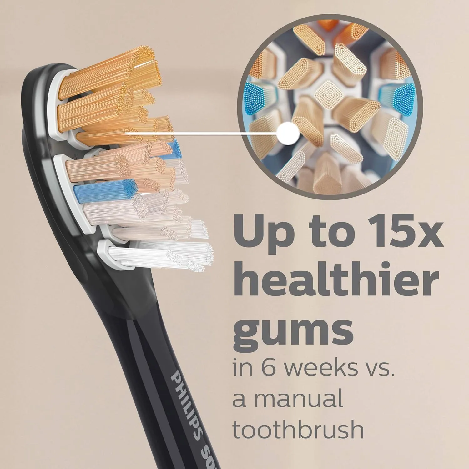 Philips Sonicare Genuine A3 Premium All-in-One Replacement Toothbrush Heads, 2 Brush Heads, Black, HX9092/95