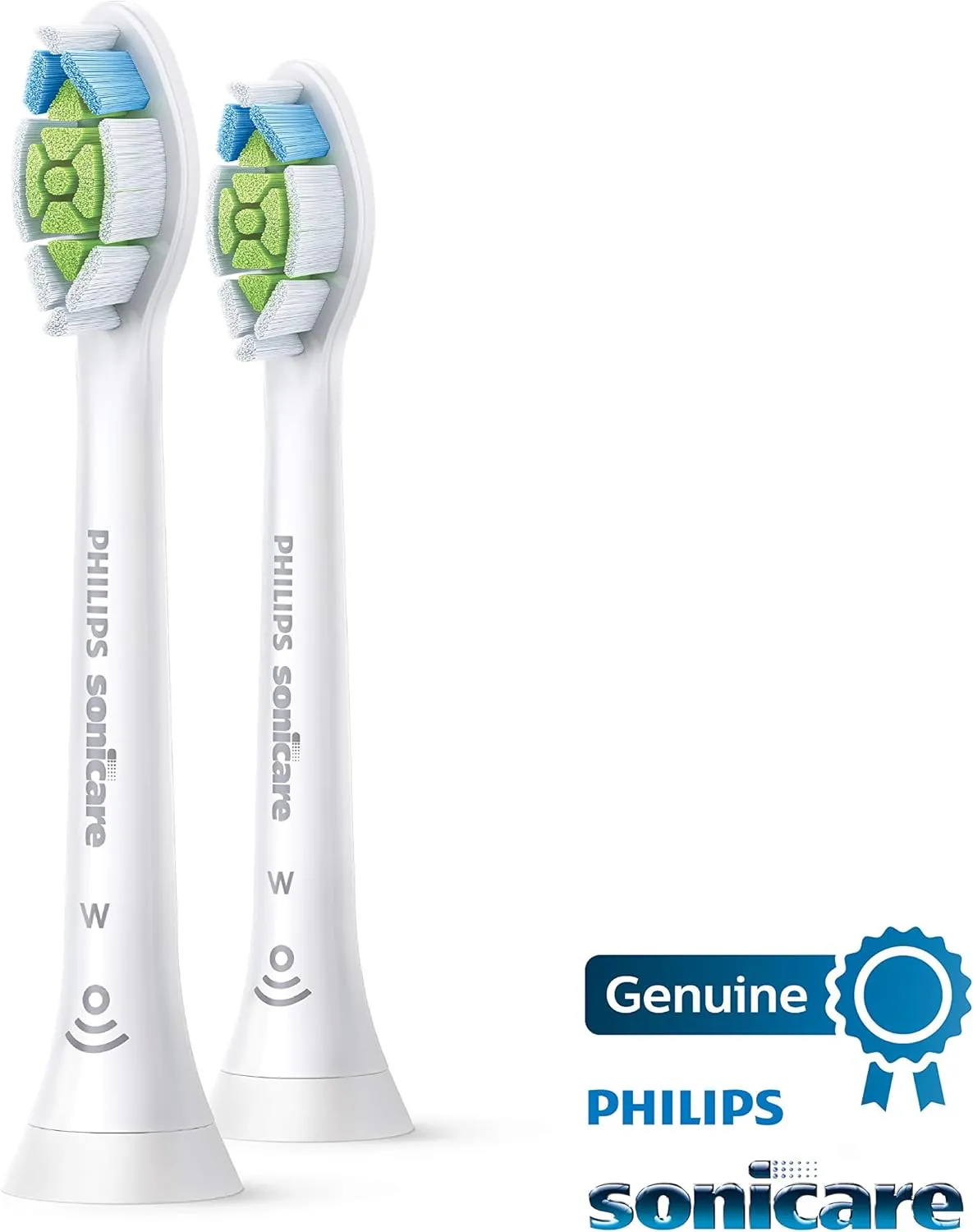 Philips Sonicare Genuine W DiamondClean Replacement Toothbrush Heads, 2 Brush Heads, White, HX6062/65