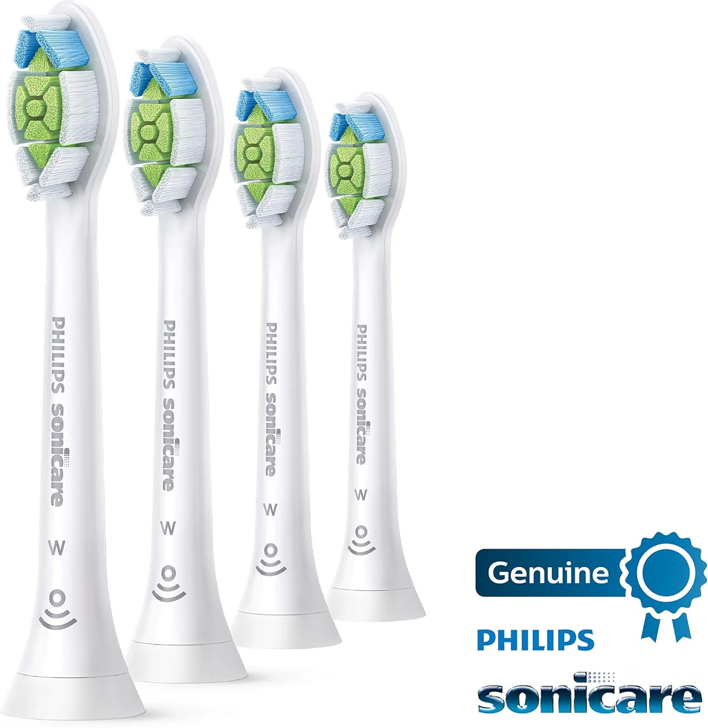 Philips Sonicare Genuine W DiamondClean Replacement Toothbrush Heads, 4 Brush Heads, White, HX6064/65