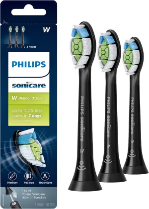 Philips Sonicare Genuine W DiamondClean Toothbrush Heads, 3 Brush Heads, Black, HX6063/95