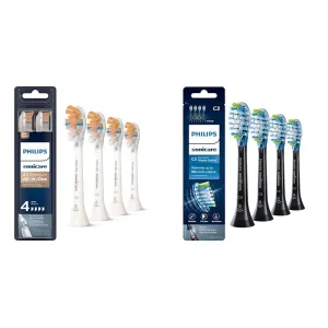 Philips Sonicare Premium All-in-One (A3) Replacement Toothbrush Heads & Genuine C3 Premium Plaque Control Replacement Toothbrush Heads, 4 Brush Heads, Black, HX9044/95