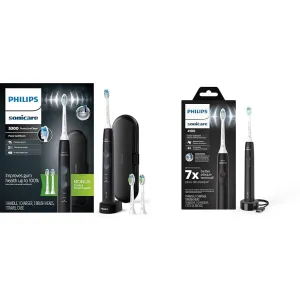 Philips Sonicare ProtectiveClean 5300 & 4100 Rechargeable Electric Power Toothbrush With Pressure Sensor, Black, HX6423/34