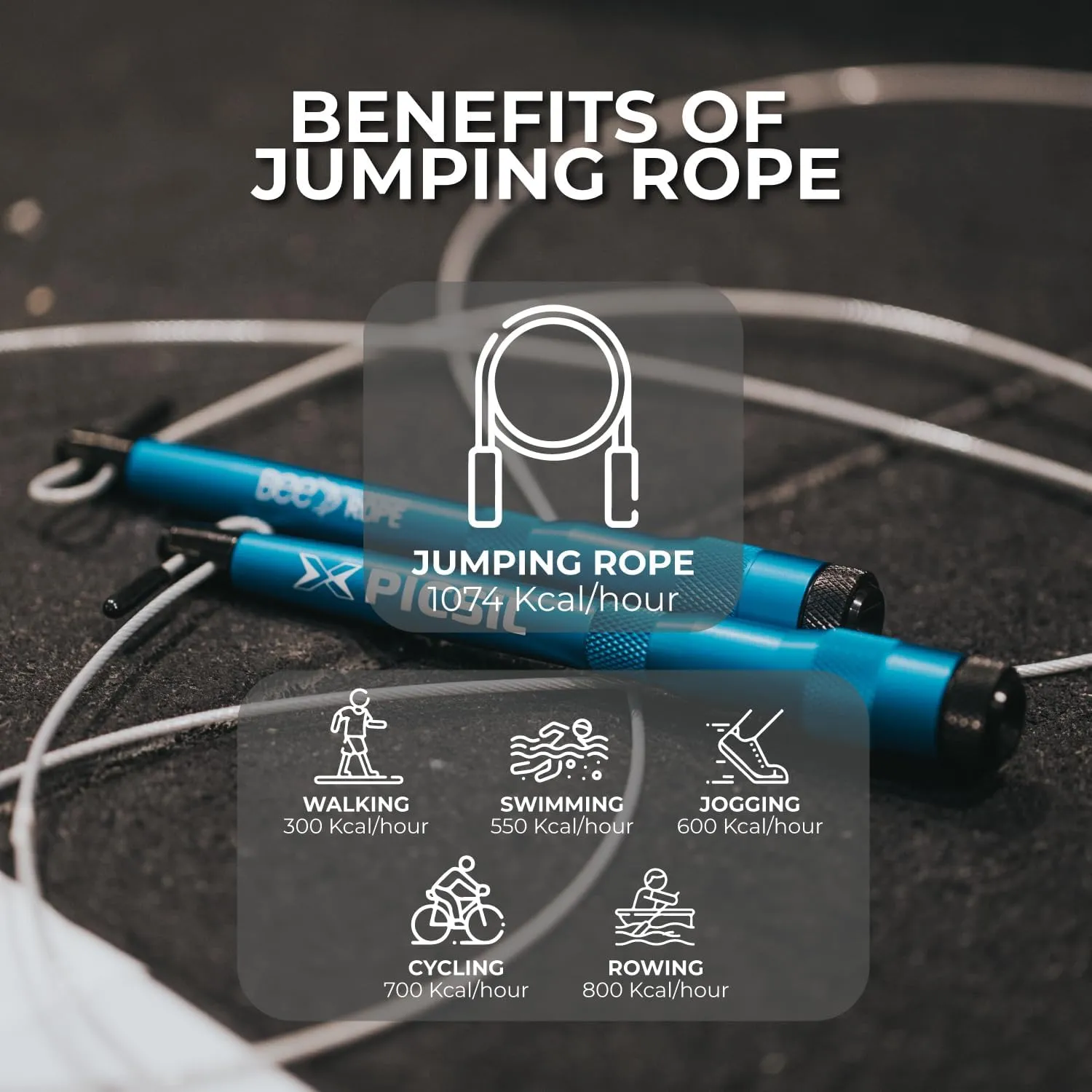 PICSIL Bee Skipping Rope with High Speed, Lightweight Rogue Made of Aluminium, Only 210g, Self-Adjusting Rope System, Cross-Training, Boxing, Fitness, Adaptable for Men and Women