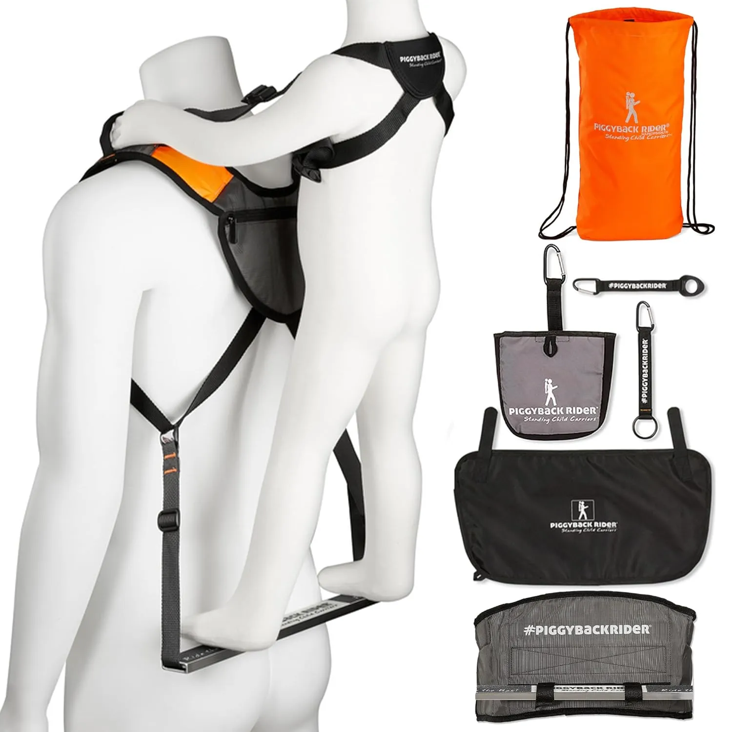 Piggyback SCOUT Toddler Carrier Backpack Deluxe with 6-Piece Accessory Set: Hip Belt, Carry Bag, Side Pocket, Mud Flap, Water Bottle & More - For Ages 2-4 (Under 50 lbs) - Hiking & Travel