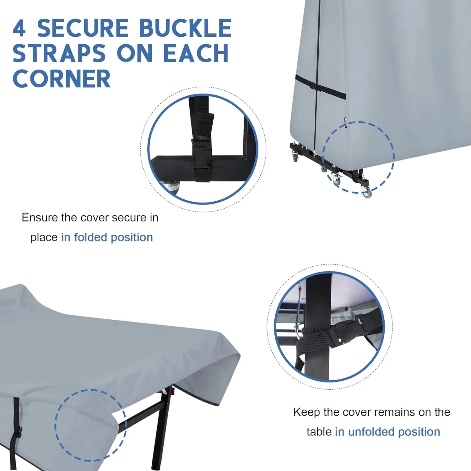 Ping Pong Table Cover Outdoor Waterproof, Dual Function Table Tennis Cover Fits Both Folding Tables and Flat Tables Indoor & Outside 68"L x 6"/30"W x 62"H, Grey