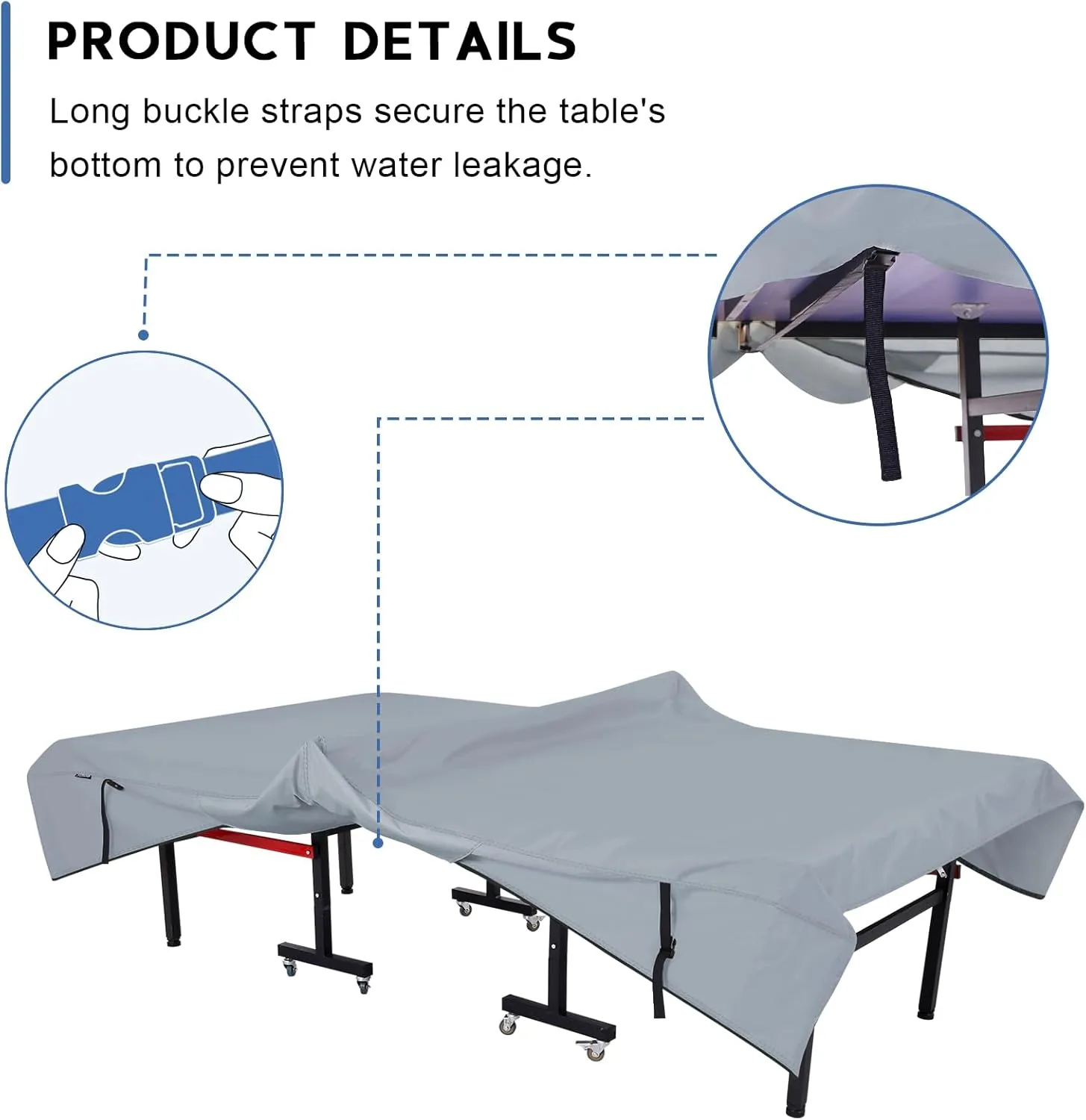 Ping Pong Table Cover Outdoor Waterproof, Dual Function Table Tennis Cover Fits Both Folding Tables and Flat Tables Indoor & Outside 68"L x 6"/30"W x 62"H, Grey