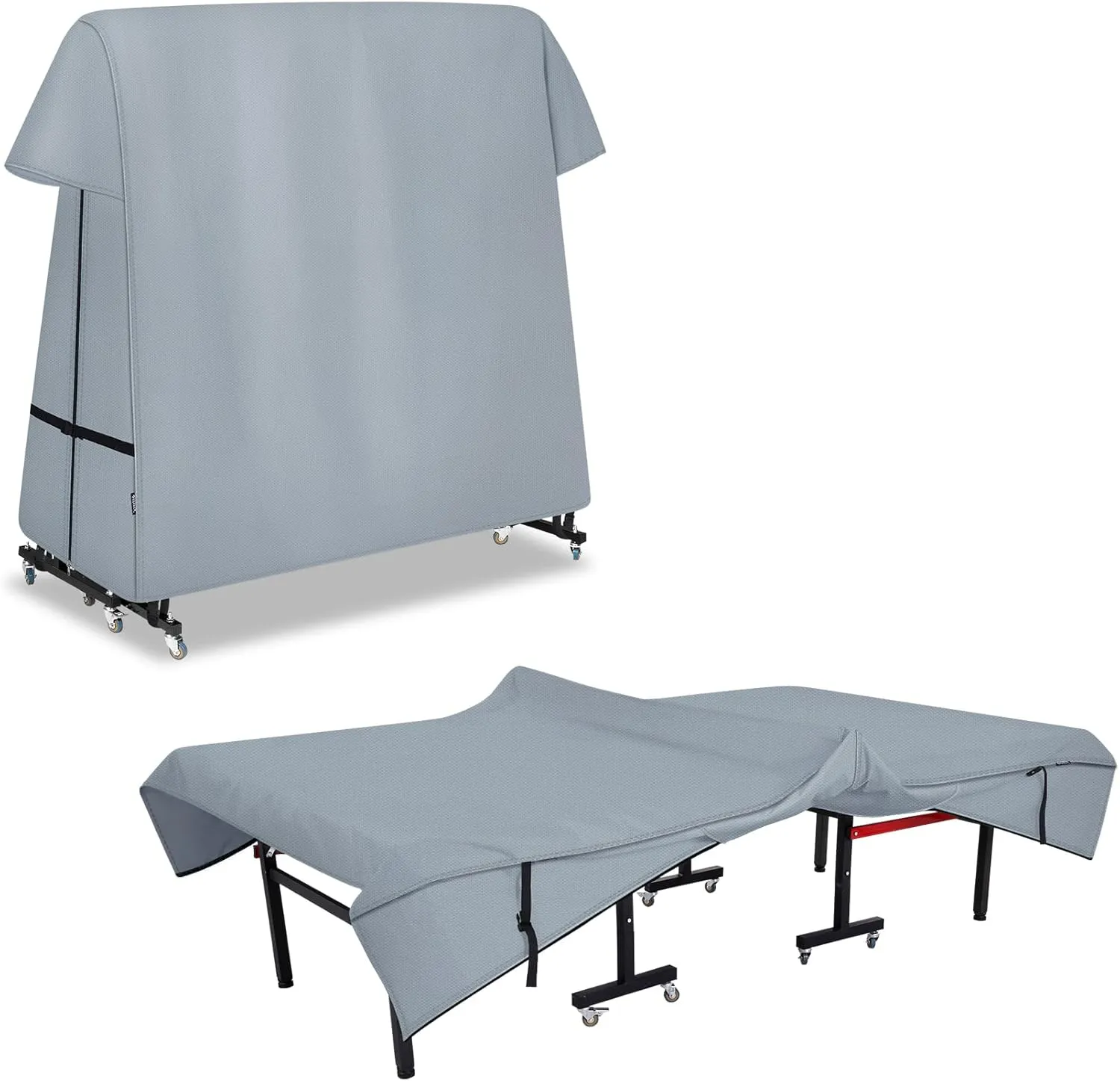 Ping Pong Table Cover Outdoor Waterproof, Dual Function Table Tennis Cover Fits Both Folding Tables and Flat Tables Indoor & Outside 68"L x 6"/30"W x 62"H, Grey