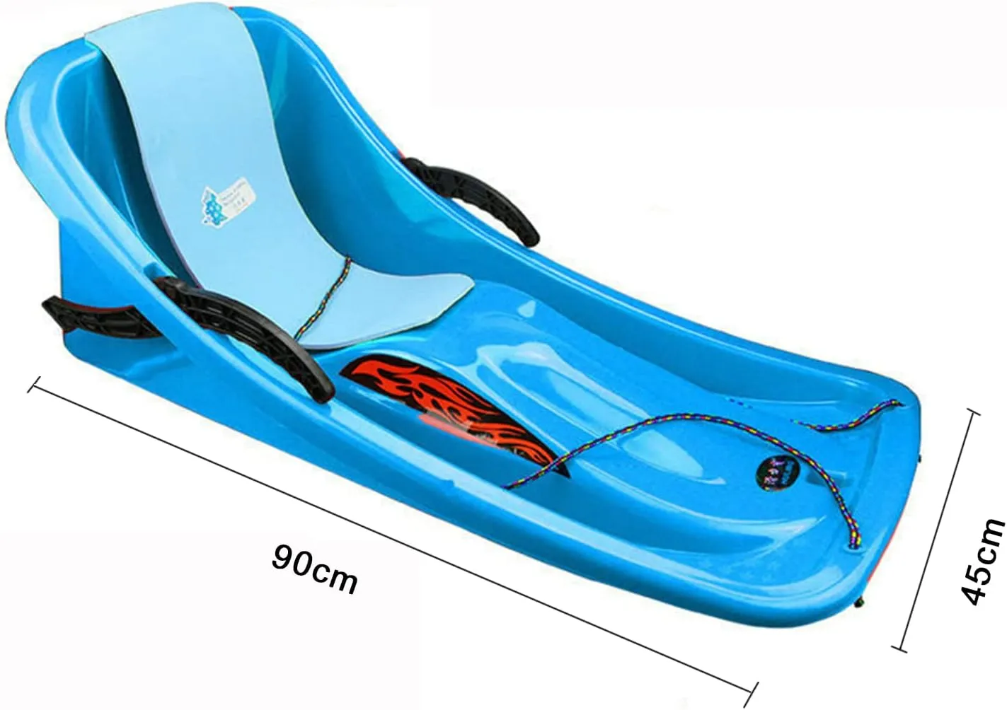 Plastic Snow Sled for Kids And Adult, Durable Downhillsprinter Toboggan Snow ​Sled for Kids Boys Girls Adults ​With Built-In Handles And Pulling Rope, for Ice Grass Sand Beach Skiing,Backrest m