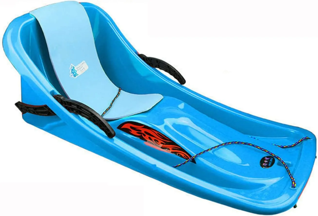 Plastic Snow Sled for Kids And Adult, Durable Downhillsprinter Toboggan Snow ​Sled for Kids Boys Girls Adults ​With Built-In Handles And Pulling Rope, for Ice Grass Sand Beach Skiing,Backrest m