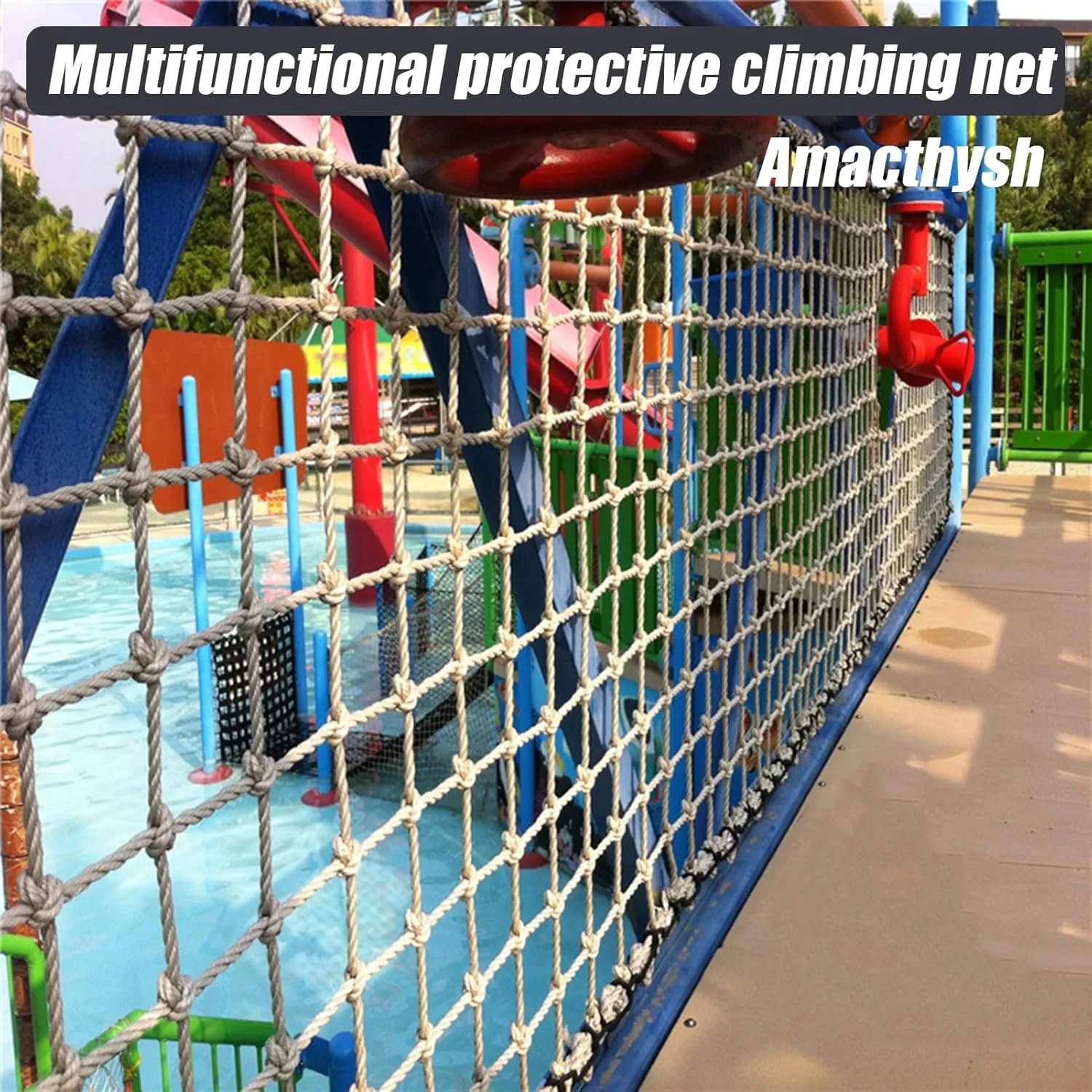 Playground Climbing Cargo Net,Heavy Duty Polyamide Rope Ladder Netting for Training Equipment,Plant Support Net,Climbing Frame Net,7.5 * 9.5m