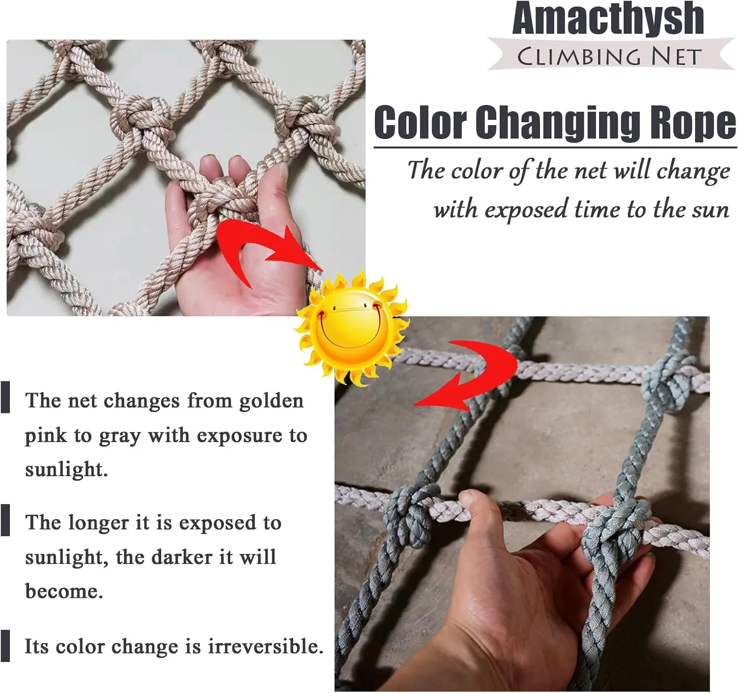 Playground Climbing Cargo Net,Heavy Duty Polyamide Rope Ladder Netting for Training Equipment,Plant Support Net,Climbing Frame Net,7.5 * 9.5m