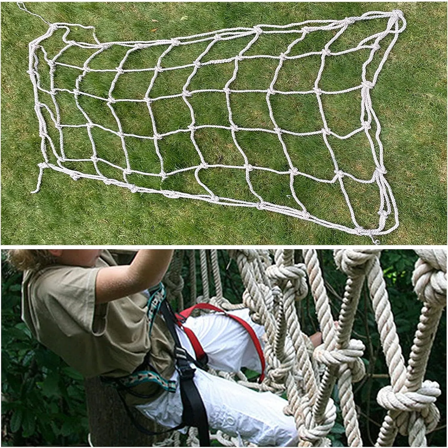 Playground Climbing Cargo Net,Heavy Duty Polyamide Rope Ladder Netting for Training Equipment,Plant Support Net,Climbing Frame Net,7.5 * 9.5m