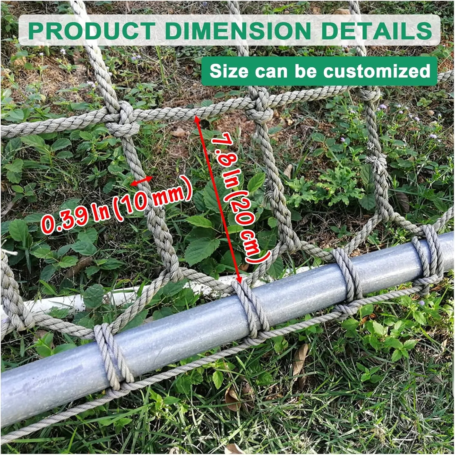 Playground Net for Kids,Climbing Net for Swing Set, Heavy Duty Outdoor Cargo Rope Webbing Net,Military Climbing Cargo Net,14.8 * 31.2ft