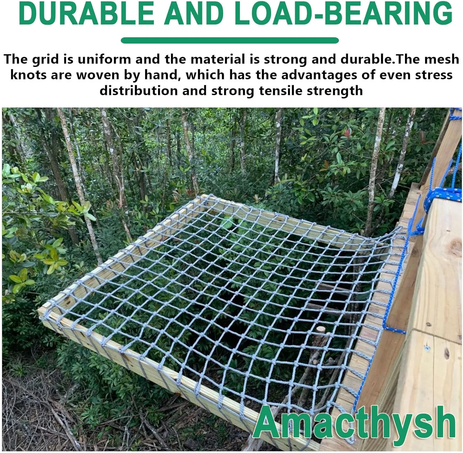 Playground Safety Net Climbing Net, Heavy Duty Climbing Cargo Net,Rope Ladder Frame Net, Balcony Protection Net,Tree House Climbing Accessories,3.3 * 18ft