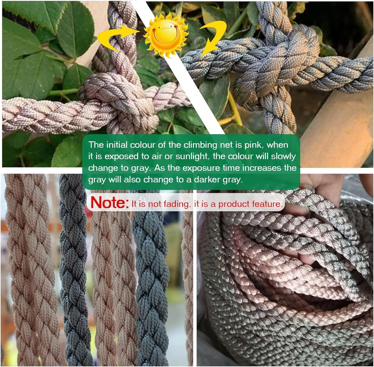 Playground Safety Net Climbing Net, Heavy Duty Climbing Cargo Net,Rope Ladder Frame Net, Balcony Protection Net,Tree House Climbing Accessories,3.3 * 18ft