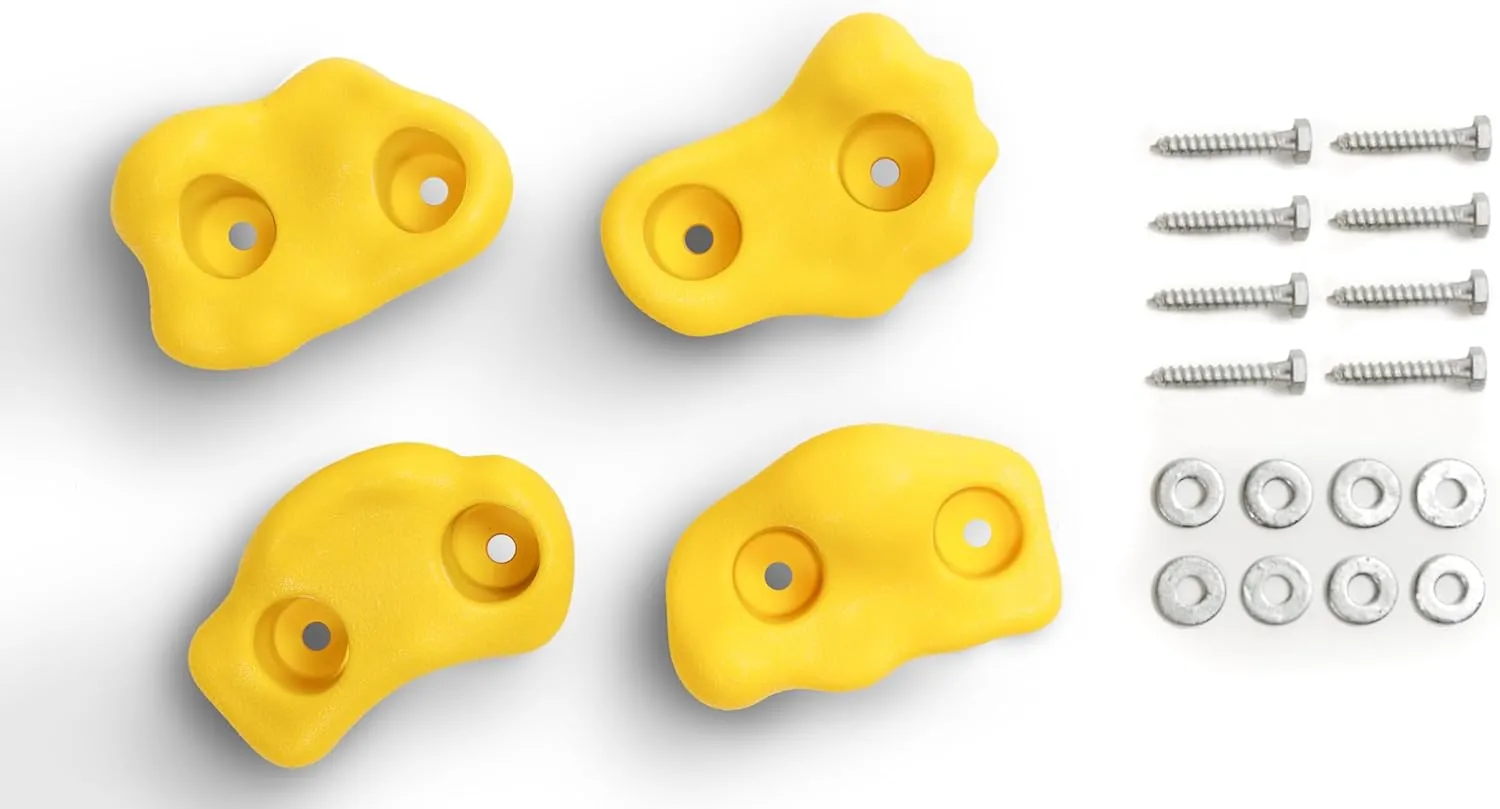 Playset Climbing Rocks Kit Yellow for Jungle Gyms, Play Sets, and Playhouses 4 PK (ROCKYL-BX4)