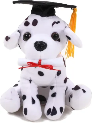 Plushland Cuddly Dog Toy, Graduation Cap and Diploma Stuffed Animal Plush Toys, for Graduation Day 8 Inch (Dalmatian)