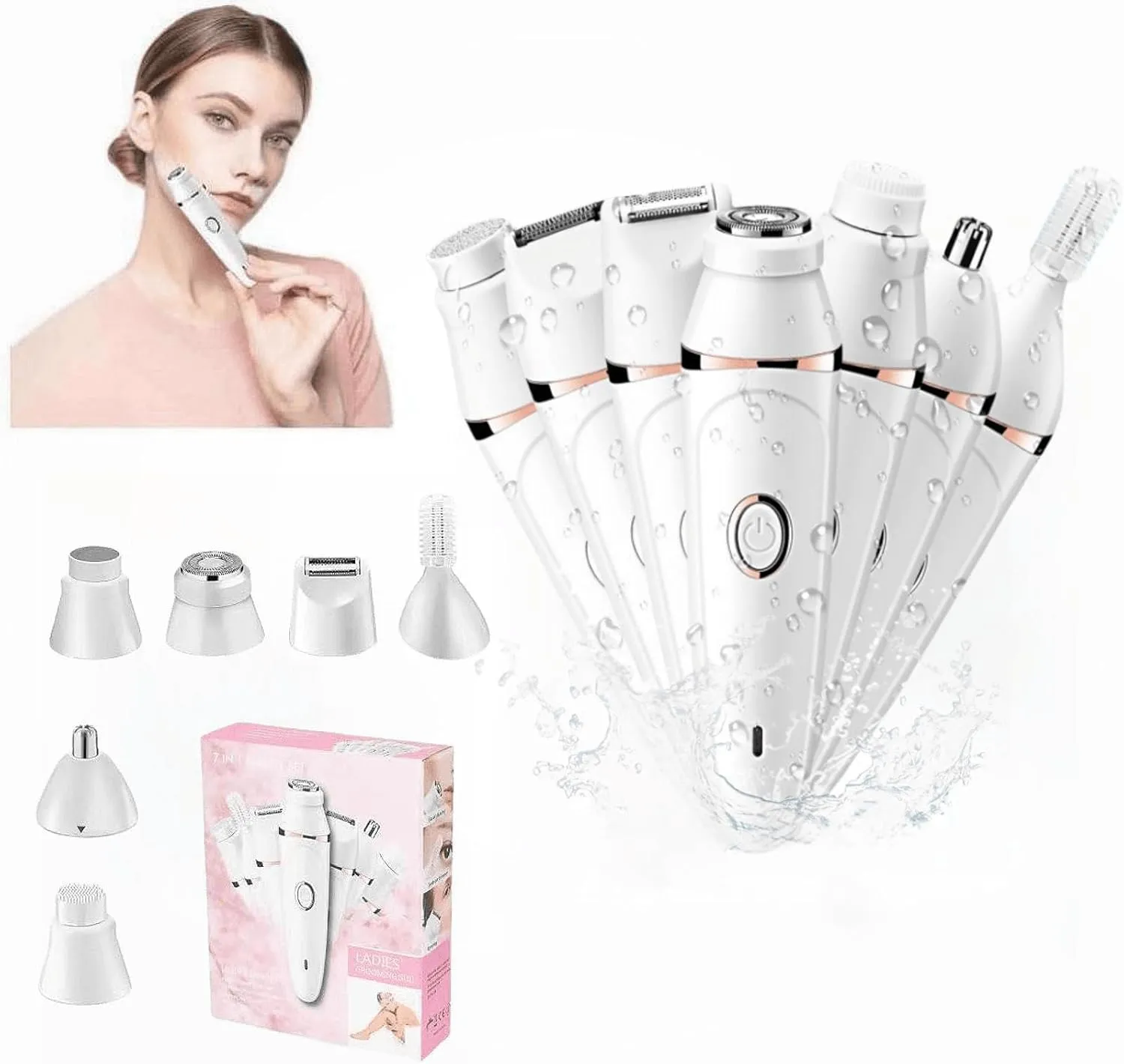 Pluxy Epil Pro 3.0 Women Face Epilator,Pluxy Epil Pro 3.0 Facial Hair Removal for Women,Pluxy Hair Removal for Face,7-in-1 Painless Body Shaver,Suitable for Face, Body, Legs, Underarm
