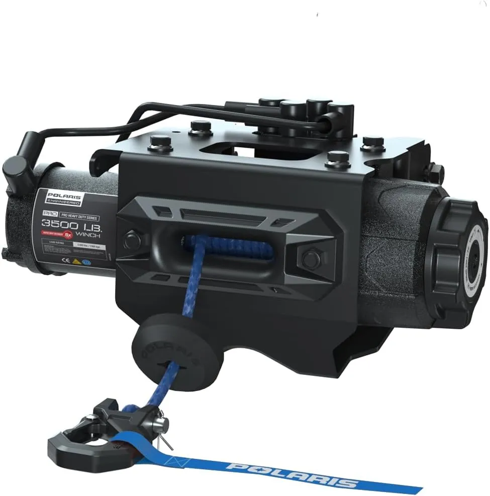 Polaris Pro HD 3500 LB Winch for Sportsman 850, 550, 1000, Wireless Winch Controller, Faster Re-Spooling, 50 FT Synthetic Rope, Auto Stop Technology, for ATV Plowing, Chores, Trail Riding - 2889471