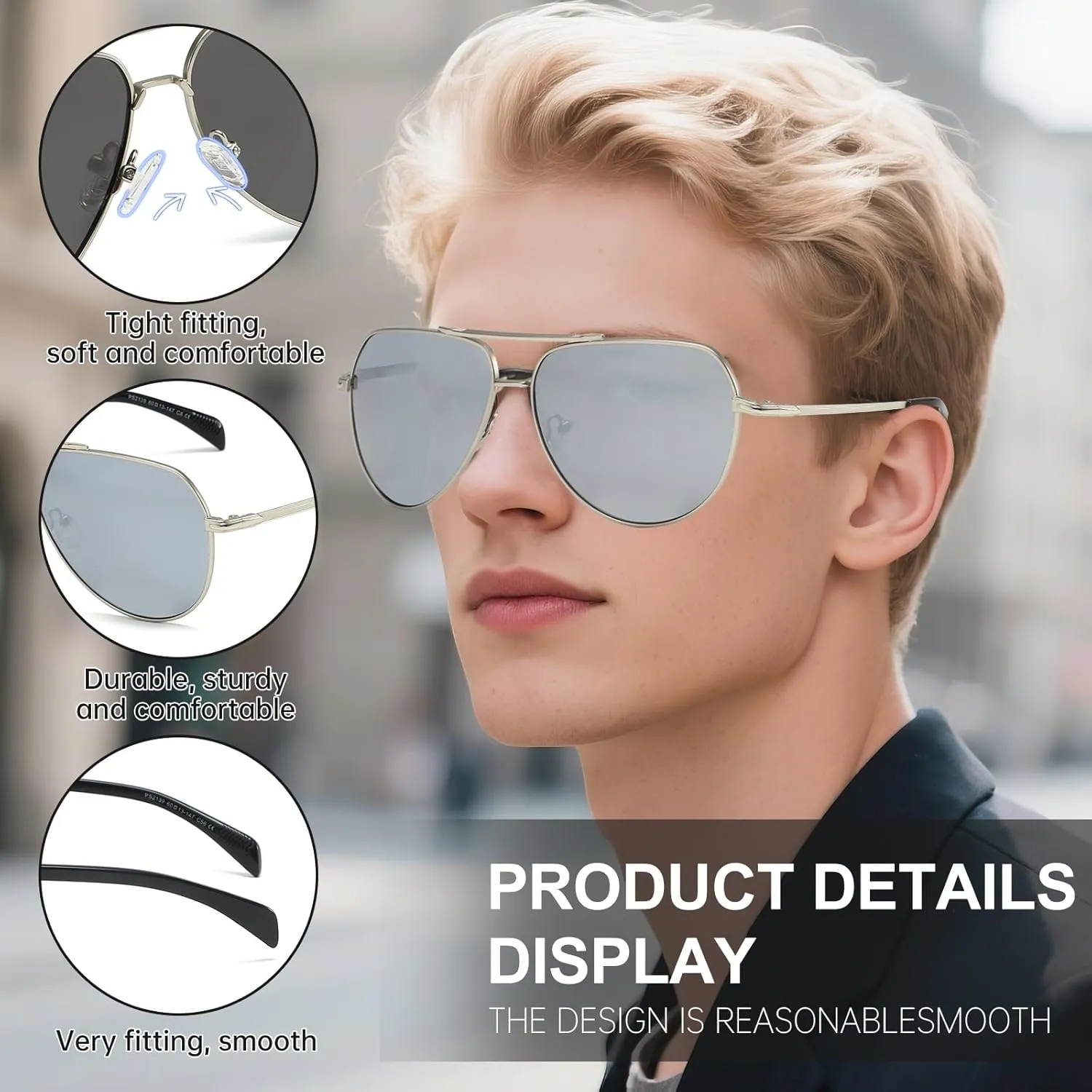 Polarized Aviator Aunglasses for Men and Women UV400 Lightweight Metal Pilot Frame