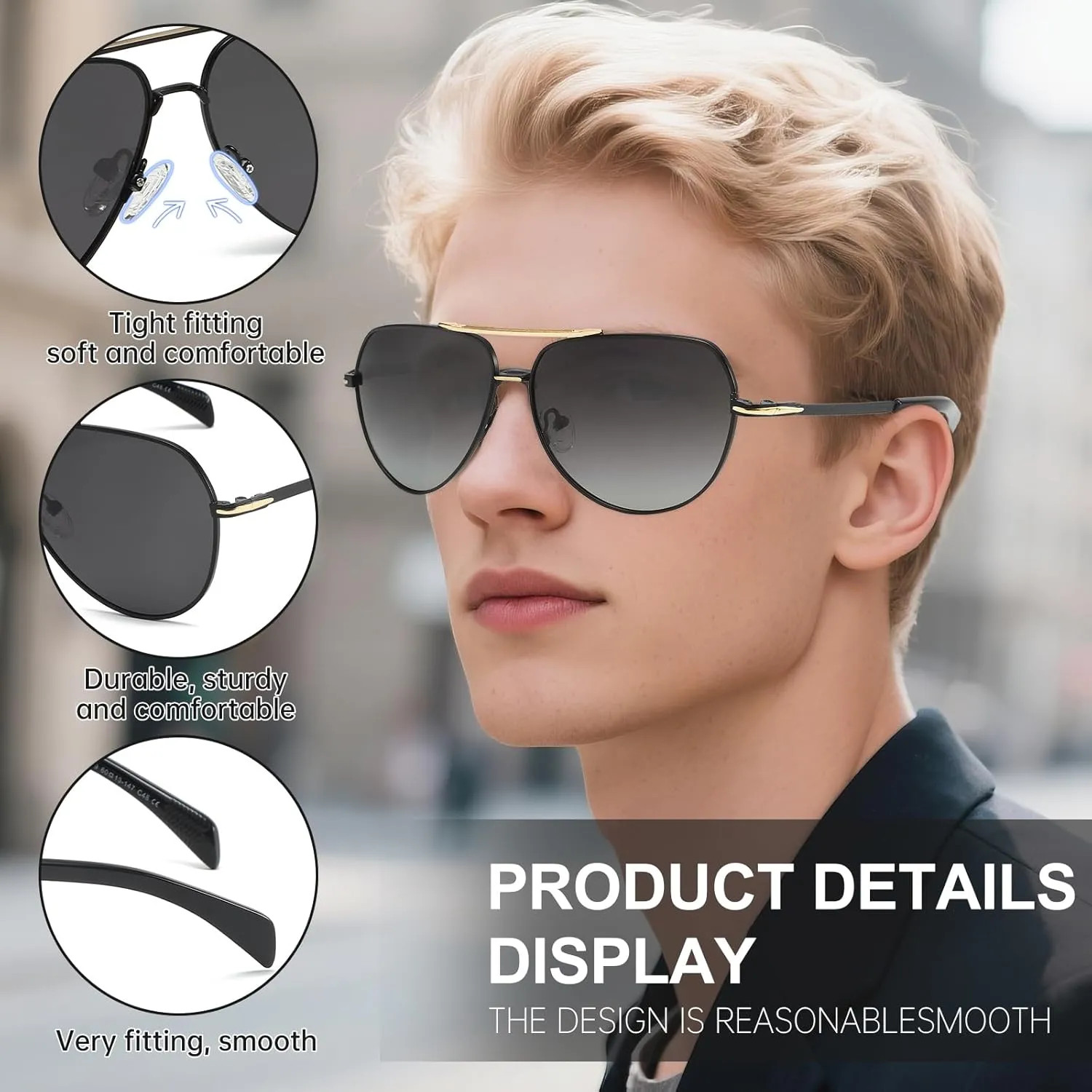 Polarized Aviator Aunglasses for Men and Women UV400 Lightweight Metal Pilot Frame