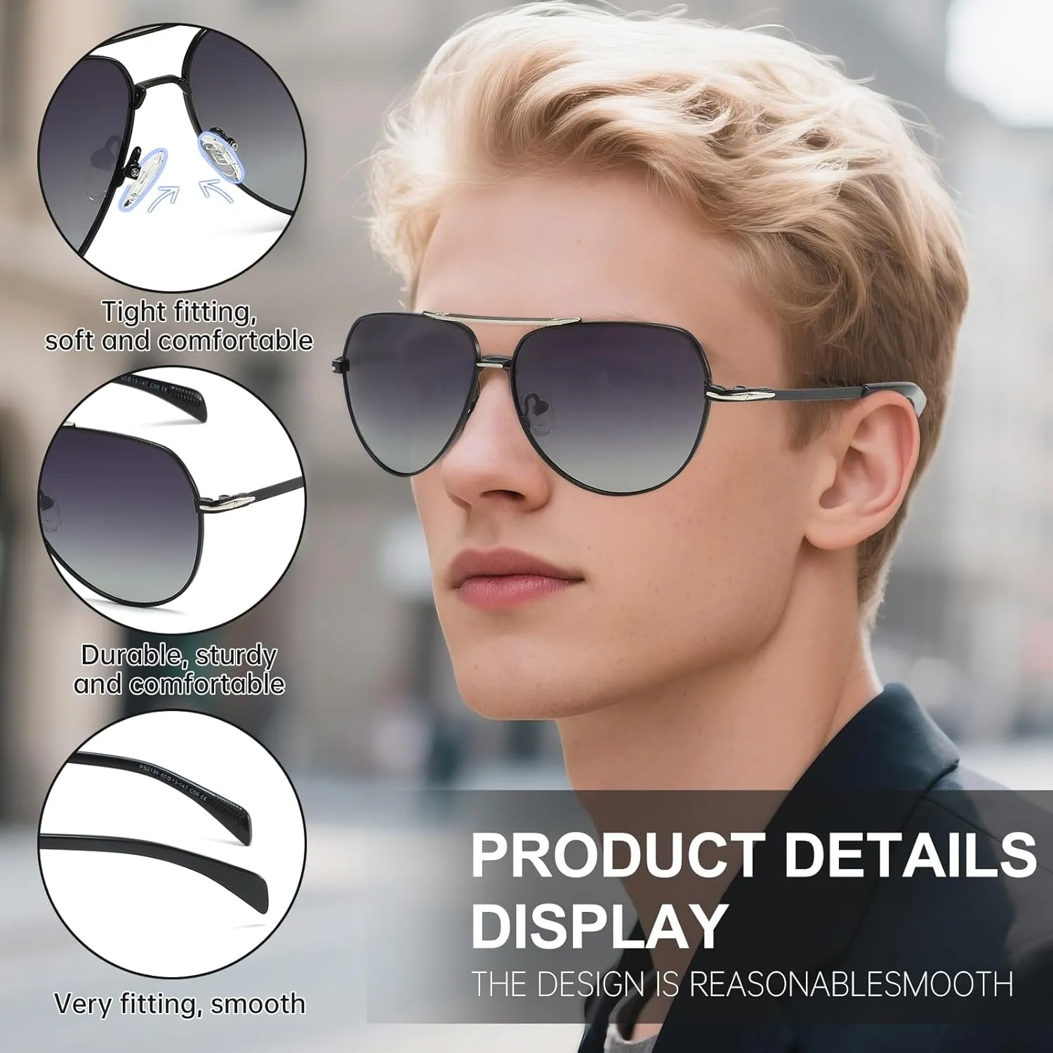 Polarized Aviator Aunglasses for Men and Women UV400 Lightweight Metal Pilot Frame