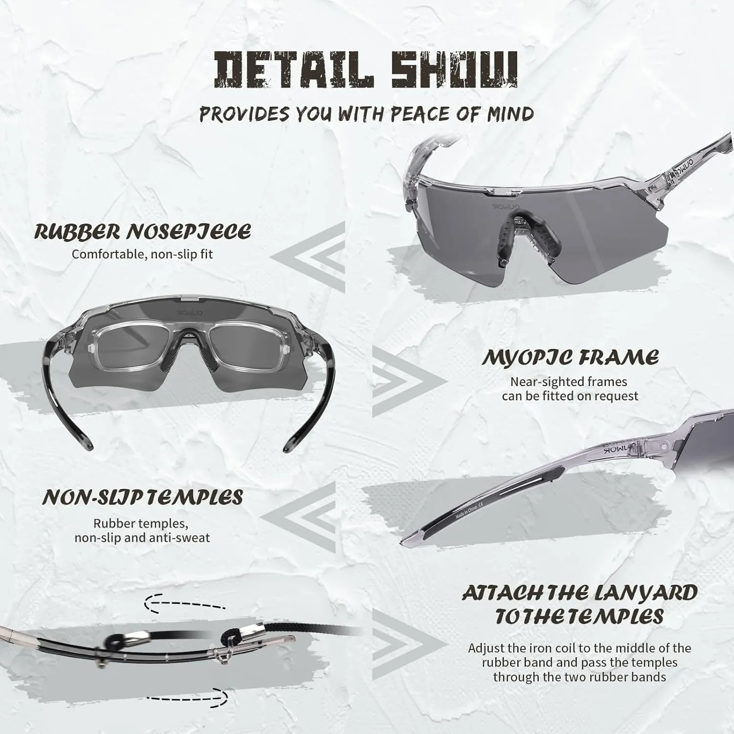 Polarized Sport Safety Sunglasses UV400 Protection & Lightweight Glasses for Men Women, Adjust for Cycling Running