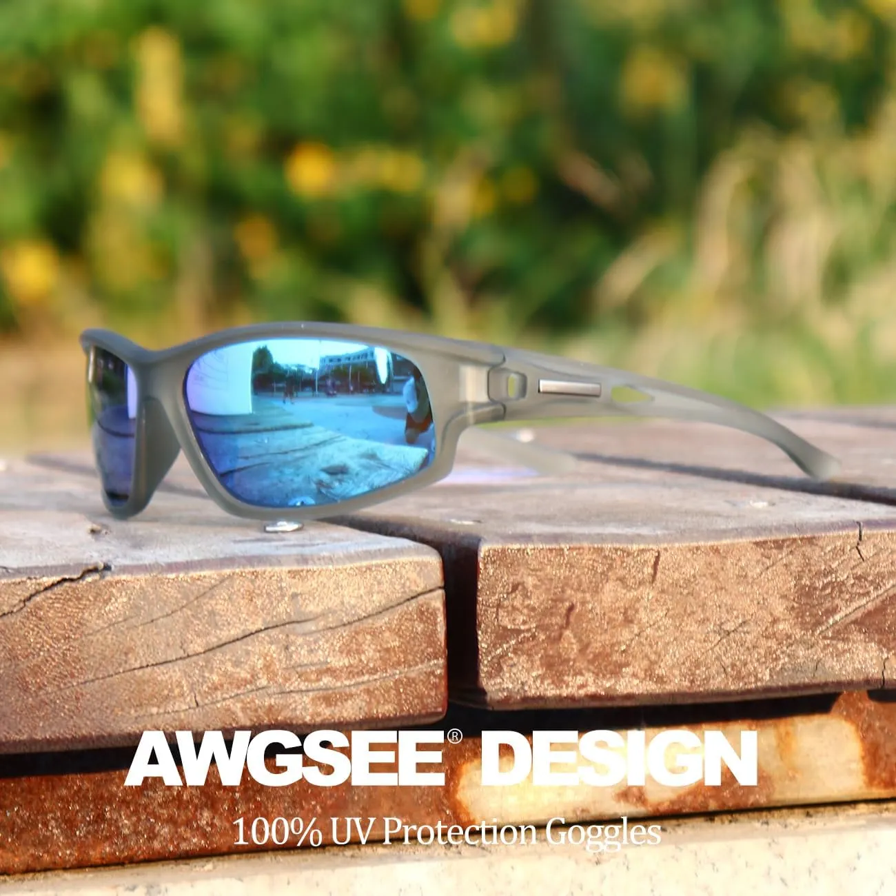 Polarized Sports Sunglasses for Men 100% UV Protection Wrap Around Unbreakable Sun Glasses for Fishing Driving