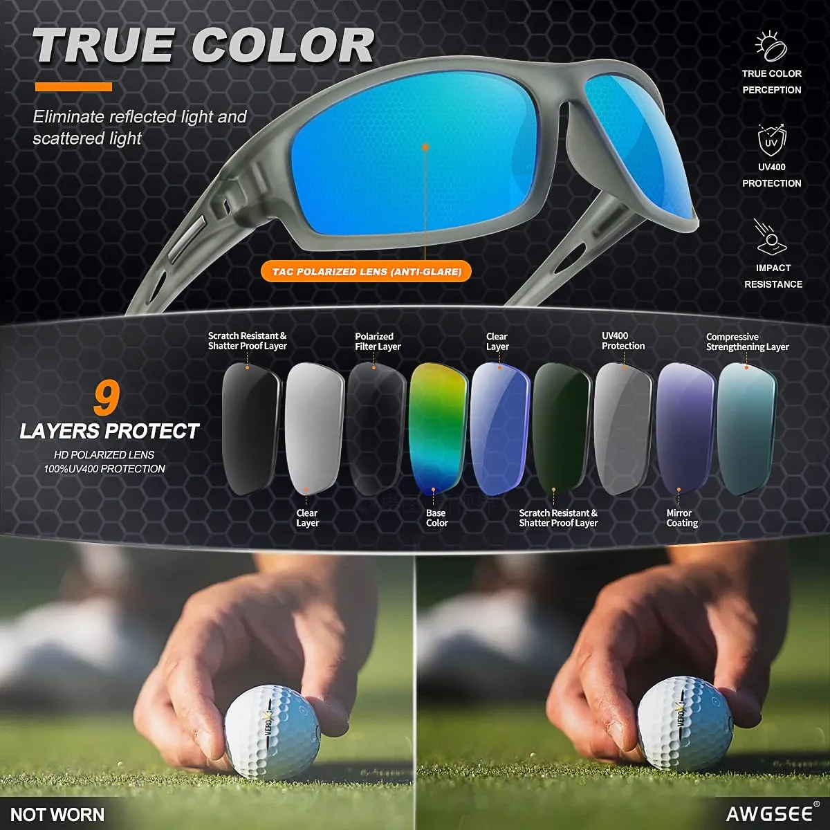 Polarized Sports Sunglasses for Men 100% UV Protection Wrap Around Unbreakable Sun Glasses for Fishing Driving