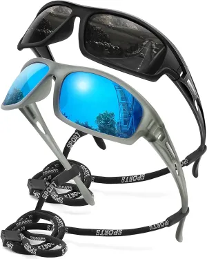 Polarized Sports Sunglasses for Men 100% UV Protection Wrap Around Unbreakable Sun Glasses for Fishing Driving