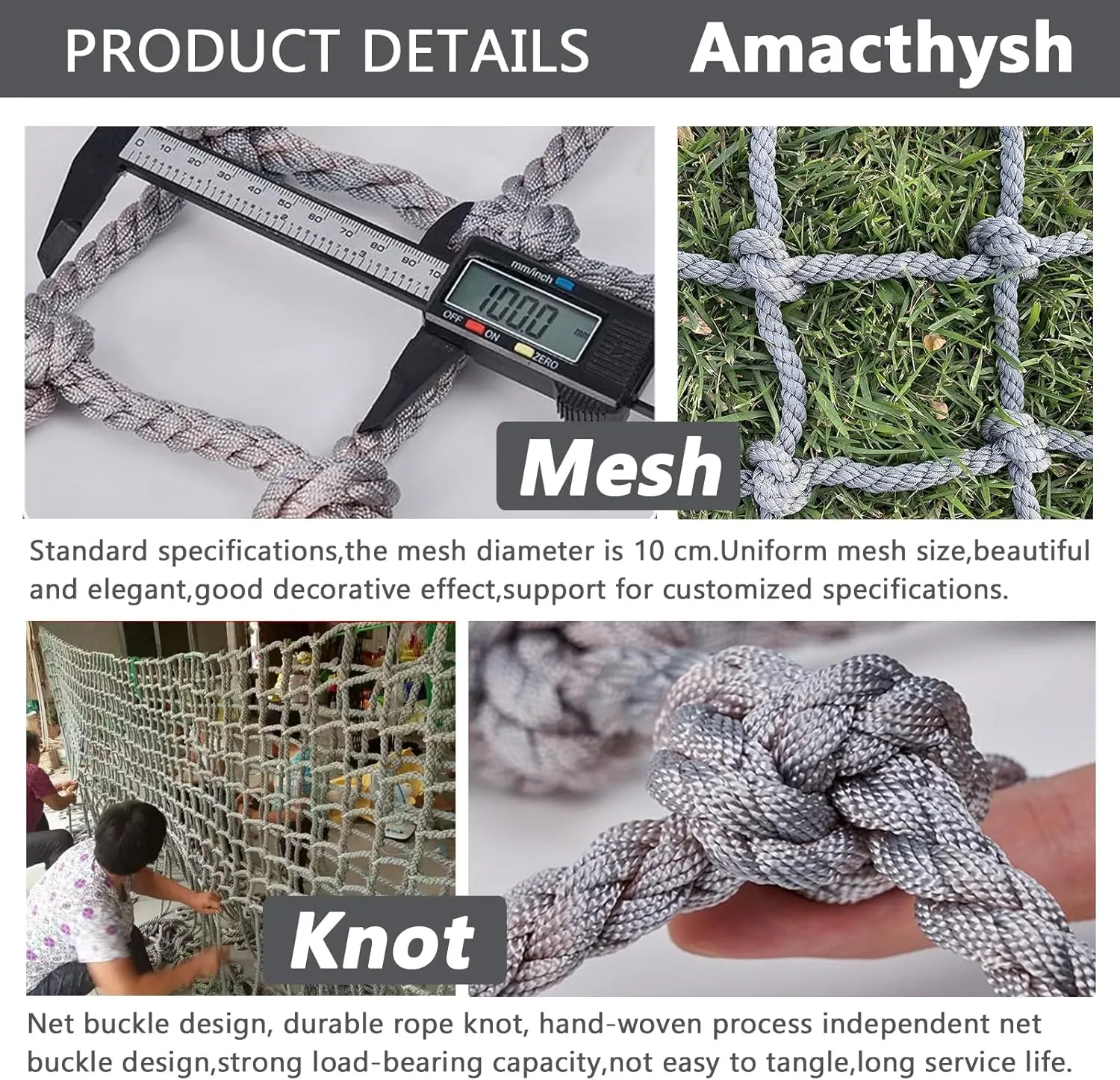 Polyamide Climbing Frame Net for Training Equipment,Climbing Net Rope Netting Climbing Cargo Net,Plant Support Network(Size:6.6 * 26ft)