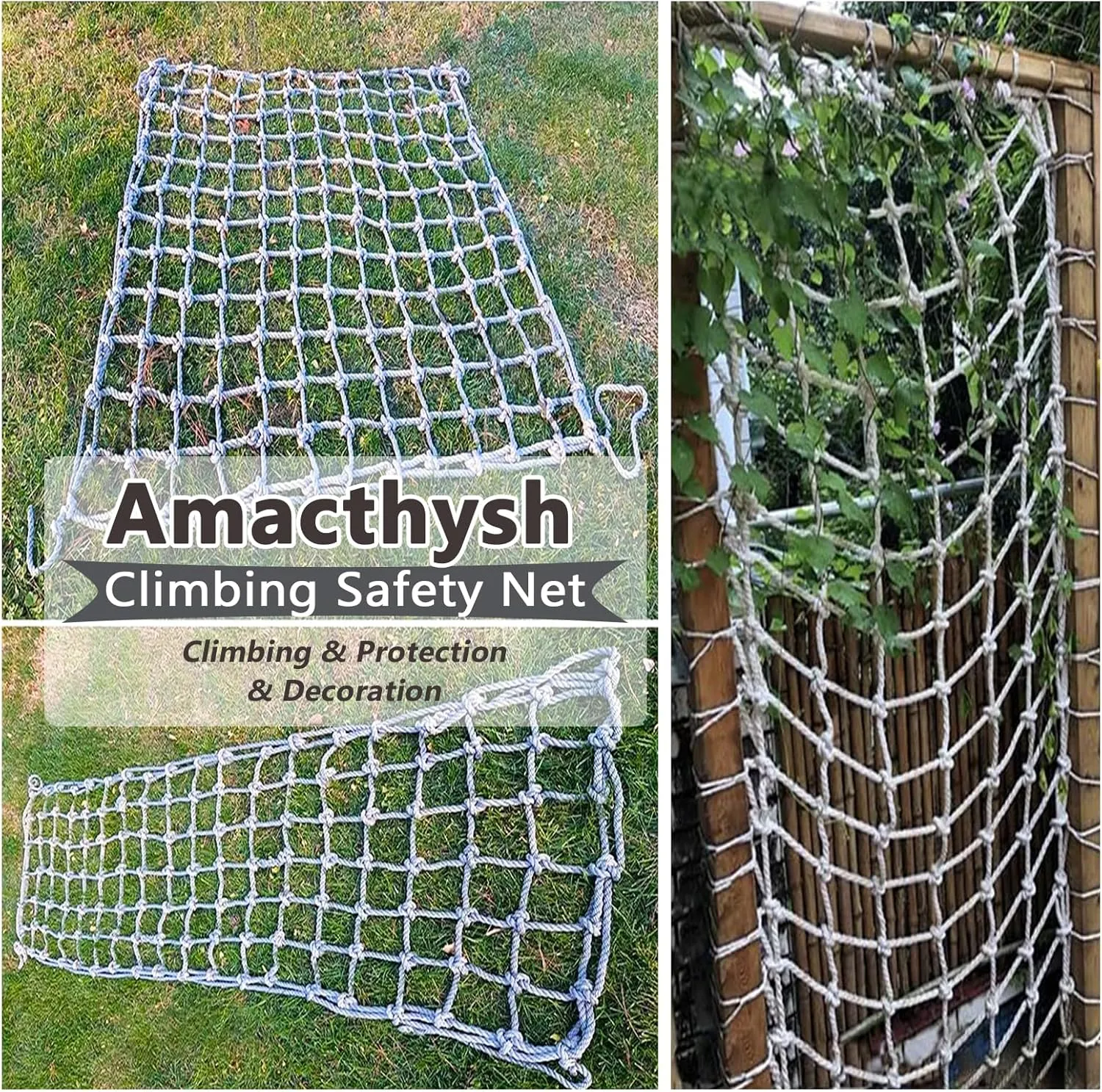 Polyamide Climbing Frame Net for Training Equipment,Climbing Net Rope Netting Climbing Cargo Net,Plant Support Network(Size:6.6 * 26ft)