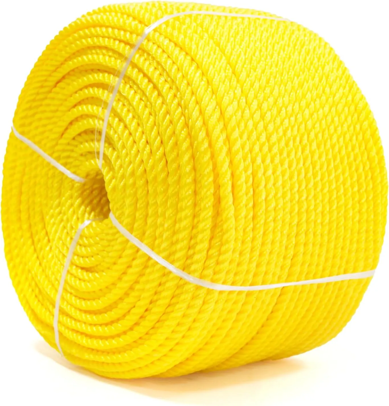 Polypropylene Rope 3/8 inch 500ft, All Purpose Yellow Rope, Floating Line, Camping, Flag Pole, Indoor & Outdoor, High Visibility, Lightweight