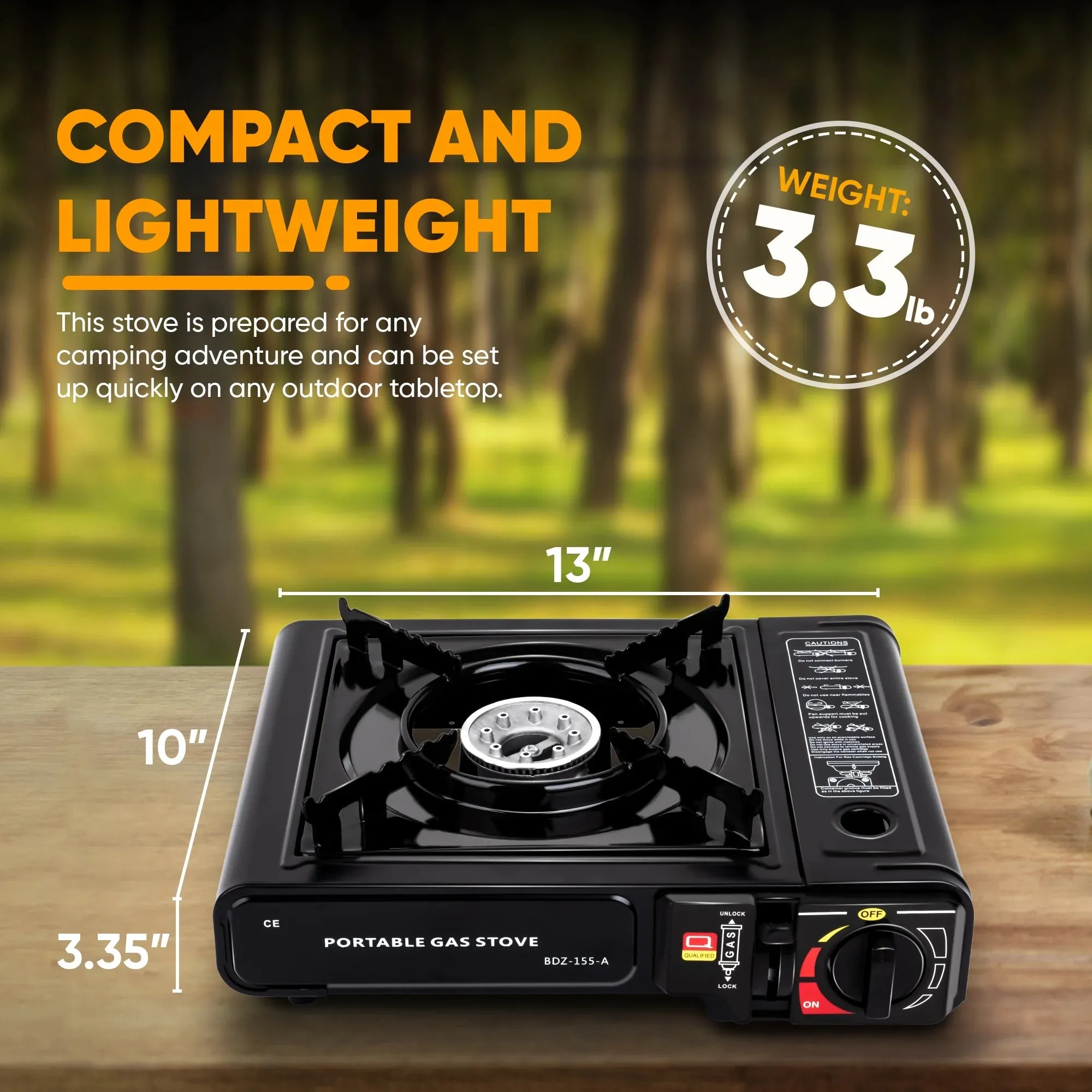 Portable Butane Camping Gas Stove - 9,800 BTU Power