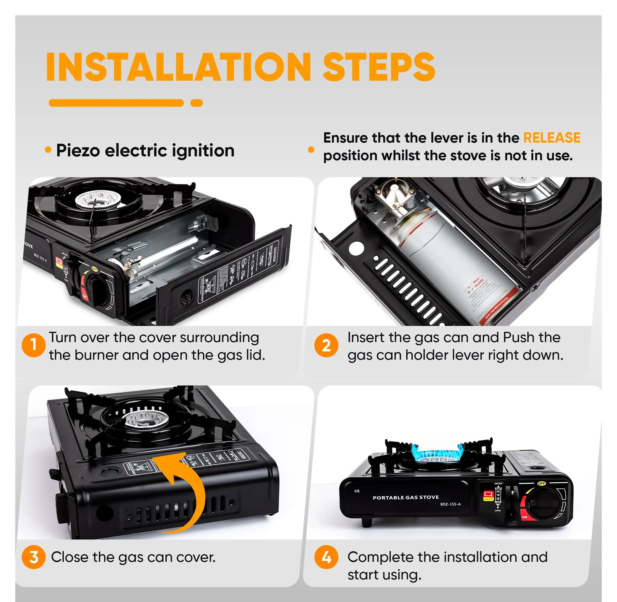Portable Butane Camping Gas Stove - 9,800 BTU Power