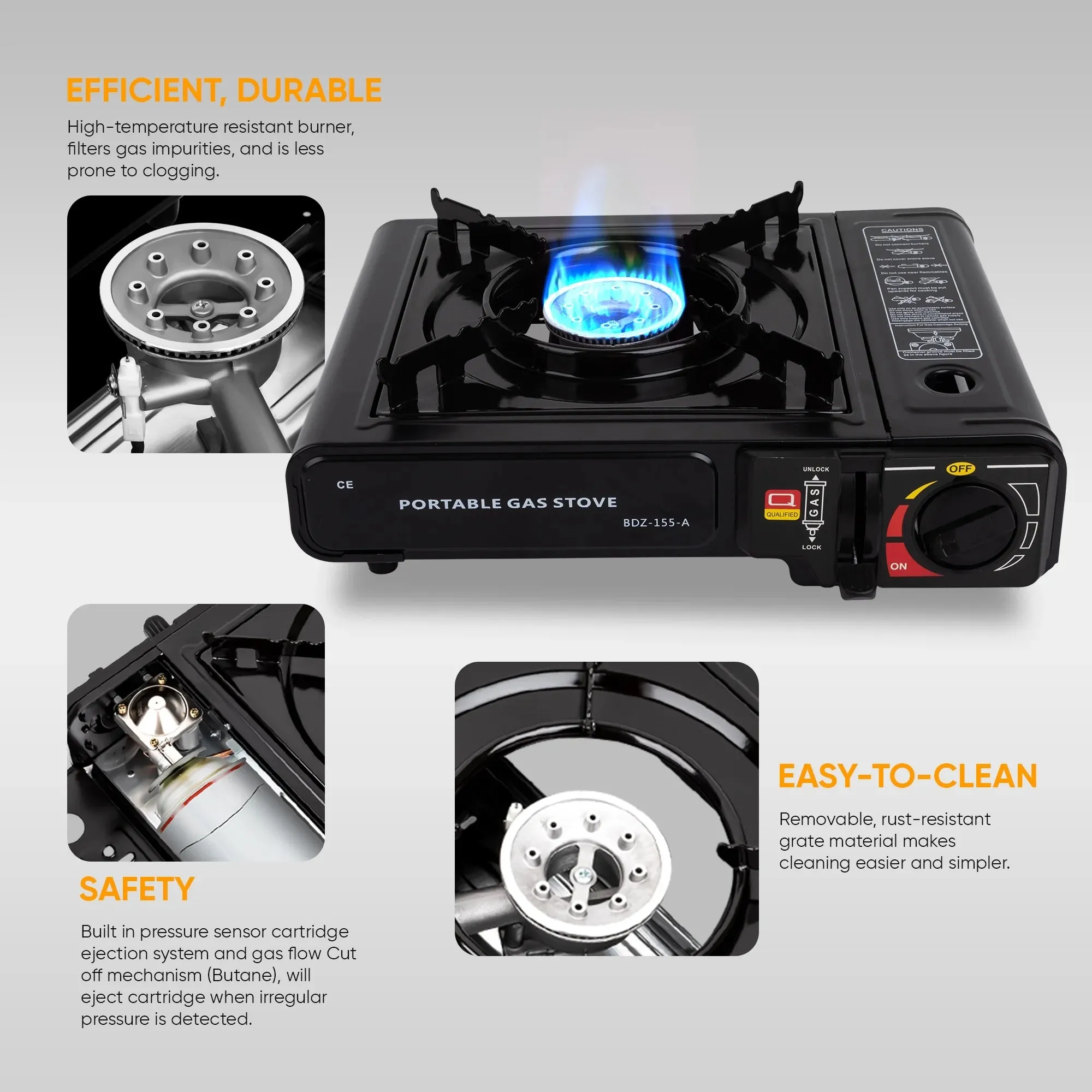 Portable Butane Camping Gas Stove - 9,800 BTU Power