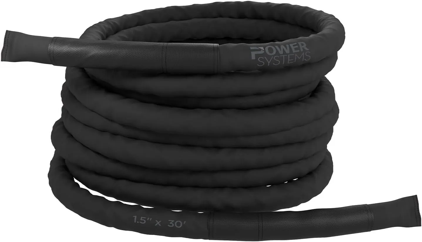 Power Systems Covered Battle Rope - Featuring The Abrasion Resistant Ballistic Fabric Sleeve (1.5" x 30')