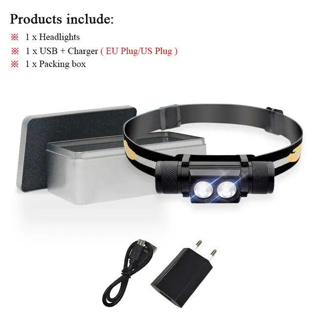Powerful USB headlight cree xm l2 led headlamp waterproof 18650 battery camping light Head torch light led head light hoofdlamp