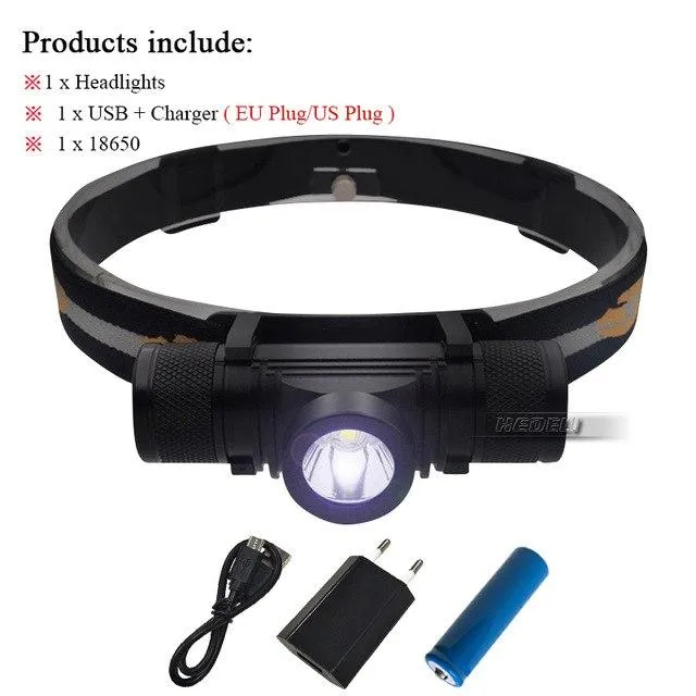 Powerful USB headlight cree xm l2 led headlamp waterproof 18650 battery camping light Head torch light led head light hoofdlamp