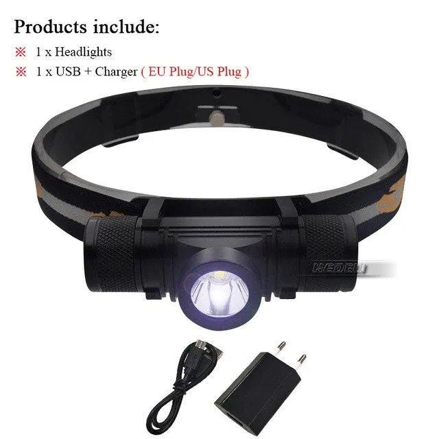 Powerful USB headlight cree xm l2 led headlamp waterproof 18650 battery camping light Head torch light led head light hoofdlamp