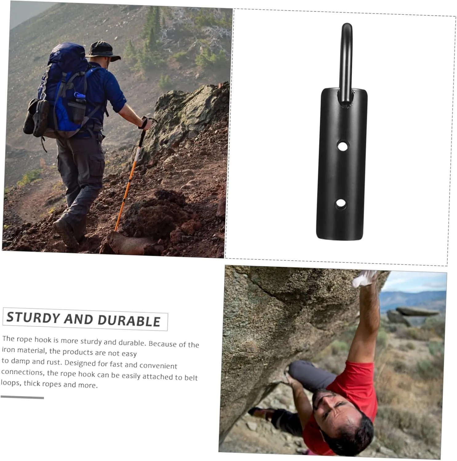 Practical Outdoor Climbing Rope Hook Heavy Duty Fixed Connection Buckle for Jute Rope Easy Installation