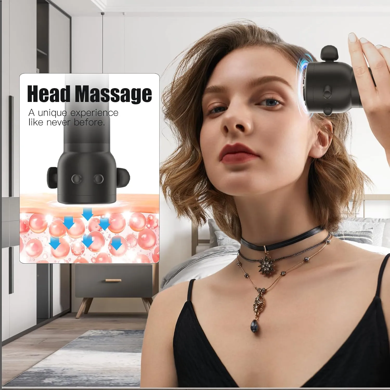 ​​Pro Max Therapy Deep Muscle & Head Vibration Massager, Rechargeable Portable Massager for Travel – Relieves Fatigue & Stress, Soothes Scalp Tension, Black​​