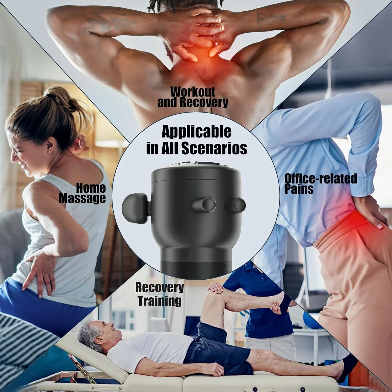 ​​Pro Max Therapy Deep Muscle & Head Vibration Massager, Rechargeable Portable Massager for Travel – Relieves Fatigue & Stress, Soothes Scalp Tension, Black​​