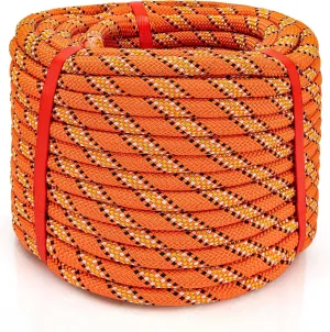 Professional Arborist Rope, 48-Strand 1/2in x 100ft, High Tensile Strength for Climbing & Outdoor Activities, Orange
