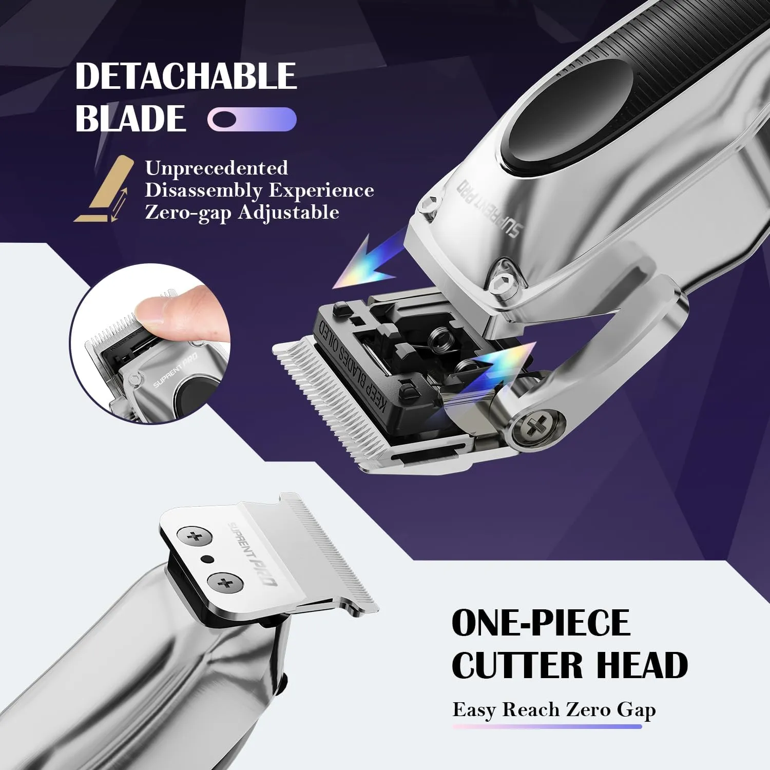 Professional Hair Clippers for Men - High Torque Brushless Motor & Detachable Blade - Cordless Hair Trimmer Set for Barbers with Charging Base - Premium Hair Clipper Kit - Silver