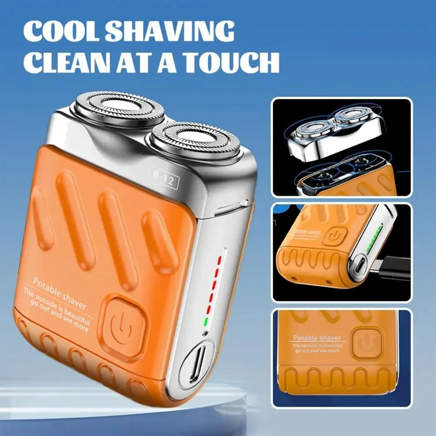 Prophetp-U Shaver, Portable Rotary Dual Ring Electric Shaver, 2025 New Model Dual-Head Pocket Razor for Travel Office Business Trip, USB Rechargeable (1pc-Black)